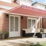 Toldo Retráctil Rojo y 500 x 300 cm Tela y Metal
