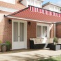 Toldo Retráctil Rojo y 500 x 300 cm Tela y Metal