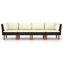 4-seater garden sofa with black synthetic rattan cushions by vidaXL, Garden sets - Ref: Foro24-3059730, Price: 295,89 €, Disc...