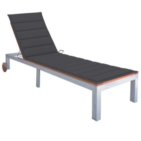 Lounger with cushion solid acacia wood and galvanized steel by vidaXL, Loungers - Ref: Foro24-3061542, Price: 281,77 €, Disco...