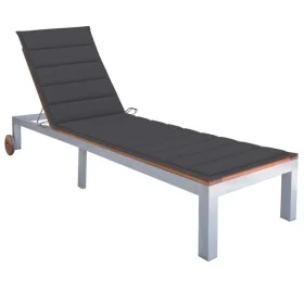 Lounger with cushion solid acacia wood and galvanized steel by vidaXL, Loungers - Ref: Foro24-3061542, Price: 270,52 €, Disco...