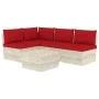 5-piece pallet garden furniture and fir wood cushions by vidaXL, Garden sets - Ref: Foro24-3063486, Price: 422,22 €, Discount: %