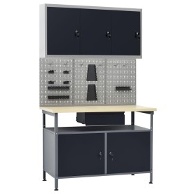Banco de trabajo con tres paneles de pared y un armario de vidaXL, Mesas de trabajo - Ref: Foro24-3053437, Precio: 381,54 €, ...
