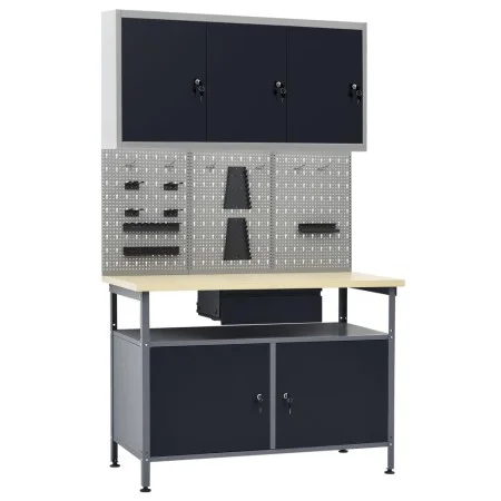 Workbench with three wall panels and a cabinet by vidaXL, Work tables - Ref: Foro24-3053437, Price: 373,55 €, Discount: %