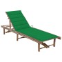 Tumbona de jardín con cojín bambú de vidaXL, Tumbonas - Ref: Foro24-3061637, Precio: 187,43 €