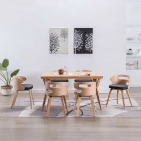 Esszimmerstühle, 6 Stück, gebogenes Holz, schwarzes Kunstleder von vidaXL, Essstühle - Ref: Foro24-278855, Preis: 629,84 €, R...