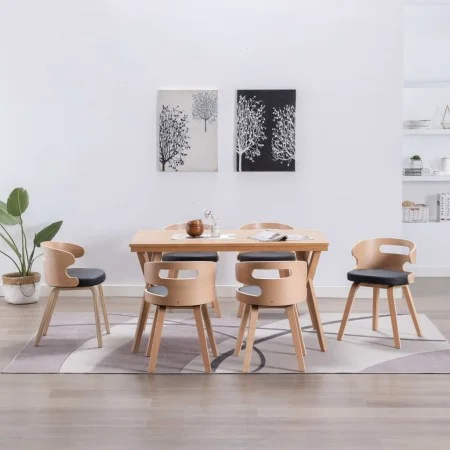 Esszimmerstühle, 6 Stück, gebogenes Holz, schwarzes Kunstleder von vidaXL, Essstühle - Ref: Foro24-278855, Preis: 629,84 €, R...