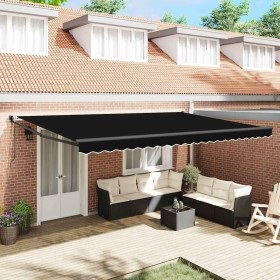 Toldo Retráctil Negro 500 x 300 cm Tela y Metal