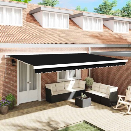 Toldo Retráctil Negro 500 x 300 cm Tela y Metal
