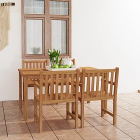 Conjunto de comedor de jardín 5 piezas madera maciza de teca