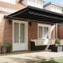 Toldo Retráctil Manual Negro 500 x 300 cm Tela, Metal