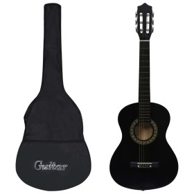 Guitarra clásica principiante y niño con funda negro 1/2 34"