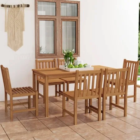 Conjunto de comedor de jardín 7 piezas madera maciza de teca de vidaXL, Conjuntos de jardín - Ref: Foro24-3059938, Precio: 89...