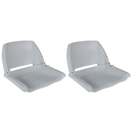 Asiento barco respaldo plegable sin cojín 2uds gris 41x51x48 cm