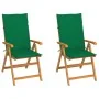 Garden chairs 2 pcs with green cushions solid teak wood by vidaXL, Garden chairs - Ref: Foro24-3062381, Price: 272,82 €, Disc...