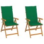 Gartenstühle 2 Stück mit grünen Kissen aus massivem Teakholz von vidaXL, Gartenstühle - Ref: Foro24-3062381, Preis: 278,72 €,...