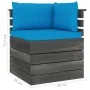 Corner sofa made of garden pallets with pine wood cushions by vidaXL, Modular outdoor sofas - Ref: Foro24-3061651, Price: 117...