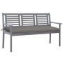 3-Sitzer-Gartenbank aus grauem Eukalyptusholz und 150 cm Kissen von vidaXL, Gartenbänke - Ref: Foro24-3061066, Preis: 217,44 ...
