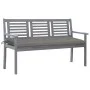 3-Sitzer-Gartenbank aus grauem Eukalyptusholz und 150 cm Kissen von vidaXL, Gartenbänke - Ref: Foro24-3061066, Preis: 217,97 ...