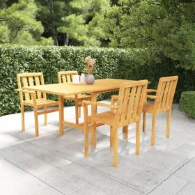 Garden dining set 5 pieces solid teak wood by vidaXL, Garden sets - Ref: Foro24-3059599, Price: 644,02 €, Discount: %