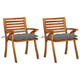 Garden dining chairs with cushions 2 pcs solid acacia wood by vidaXL, Garden chairs - Ref: Foro24-3060828, Price: 199,03 €, D...