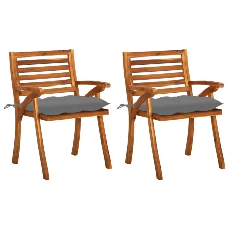Sillas de comedor jardín con cojines 2 uds madera maciza acacia de vidaXL, Sillas de jardín - Ref: Foro24-3060828, Precio: 21...