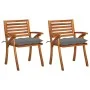 Sillas de comedor jardín con cojines 2 uds madera maciza acacia de vidaXL, Sillas de jardín - Ref: Foro24-3060828, Precio: 21...
