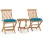 Folding garden dining set 3 pieces teak wood cushions by vidaXL, Garden sets - Ref: Foro24-3063190, Price: 164,63 €, Discount: %