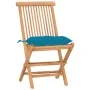 Folding garden dining set 3 pieces teak wood cushions by vidaXL, Garden sets - Ref: Foro24-3063190, Price: 164,63 €, Discount: %