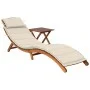 Tumbona de jardín con mesa y cojín madera maciza de acacia de vidaXL, Tumbonas - Ref: Foro24-3061589, Precio: 204,15 €, Descu...