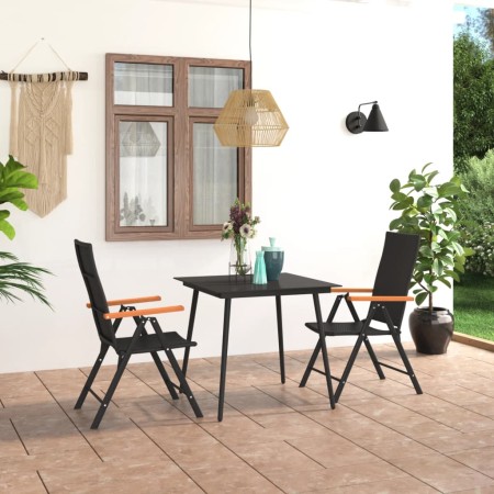 Juego de comedor para jardín 3 piezas negro y marrón de vidaXL, Conjuntos de jardín - Ref: Foro24-3060088, Precio: 244,92 €