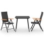 Juego de comedor para jardín 3 piezas negro y marrón de vidaXL, Conjuntos de jardín - Ref: Foro24-3060088, Precio: 244,92 €