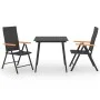 Juego de comedor para jardín 3 piezas negro y marrón de vidaXL, Conjuntos de jardín - Ref: Foro24-3060088, Precio: 248,99 €, ...