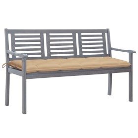 3-seater eucalyptus wood garden bench in gray with cushion, 150 cm by vidaXL, garden benches - Ref: Foro24-3061068, Price: 22...