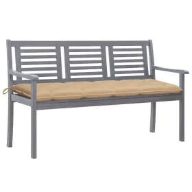 3-seater eucalyptus wood garden bench in gray with cushion, 150 cm by vidaXL, garden benches - Ref: Foro24-3061068, Price: 22...