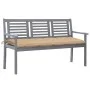3-seater eucalyptus wood garden bench in gray with cushion, 150 cm by vidaXL, garden benches - Ref: Foro24-3061068, Price: 22...