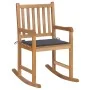 Silla mecedora de madera maciza teca con cojín gris antracita de vidaXL, Sillas de jardín - Ref: Foro24-3062757, Precio: 165,...