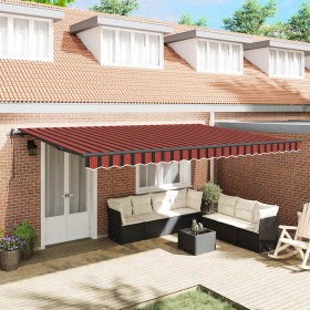 Toldo Retráctil Naranja y marrón 500 x 350 cm tela