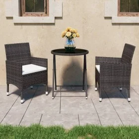 Garten-Bistro-Set 3-teilig PE-Rattan braun gehärtetes Glas von vidaXL, Gartensets - Ref: Foro24-3058381, Preis: 186,81 €, Rab...