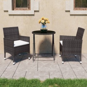 Garten-Bistro-Set 3-teilig PE-Rattan braun gehärtetes Glas von vidaXL, Gartensets - Ref: Foro24-3058381, Preis: 189,26 €, Rab...