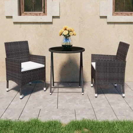 Garten-Bistro-Set 3-teilig PE-Rattan braun gehärtetes Glas von vidaXL, Gartensets - Ref: Foro24-3058381, Preis: 186,64 €, Rab...
