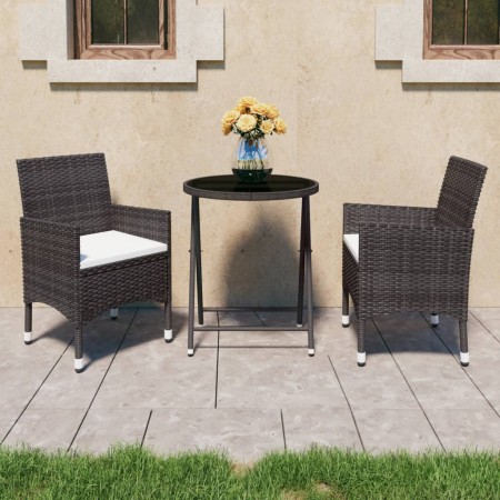 Garten-Bistro-Set 3-teilig PE-Rattan braun gehärtetes Glas von vidaXL, Gartensets - Ref: Foro24-3058381, Preis: 189,26 €, Rab...