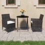 Garten-Bistro-Set 3-teilig PE-Rattan braun gehärtetes Glas von vidaXL, Gartensets - Ref: Foro24-3058381, Preis: 186,64 €, Rab...