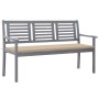 3-seater garden bench in gray eucalyptus wood and 150 cm cushion by vidaXL, garden benches - Ref: Foro24-3061053, Price: 225,...