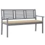 3-seater garden bench in gray eucalyptus wood and 150 cm cushion by vidaXL, garden benches - Ref: Foro24-3061053, Price: 216,...