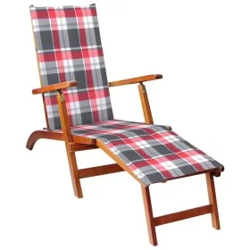 Garden lounger with footrest and cushion in solid acacia wood by vidaXL, Loungers - Ref: Foro24-3064027, Price: 138,45 €, Dis...