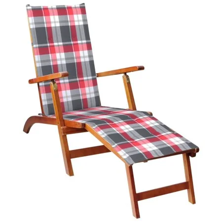 Garden lounger with footrest and cushion in solid acacia wood by vidaXL, Loungers - Ref: Foro24-3064027, Price: 138,45 €, Dis...