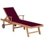 Sun lounger with red cushion solid teak wood by vidaXL, Loungers - Ref: Foro24-3063015, Price: 295,25 €, Discount: %