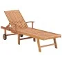 Sun lounger with red cushion solid teak wood by vidaXL, Loungers - Ref: Foro24-3063015, Price: 295,25 €, Discount: %