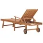 Sun lounger with red cushion solid teak wood by vidaXL, Loungers - Ref: Foro24-3063015, Price: 295,25 €, Discount: %